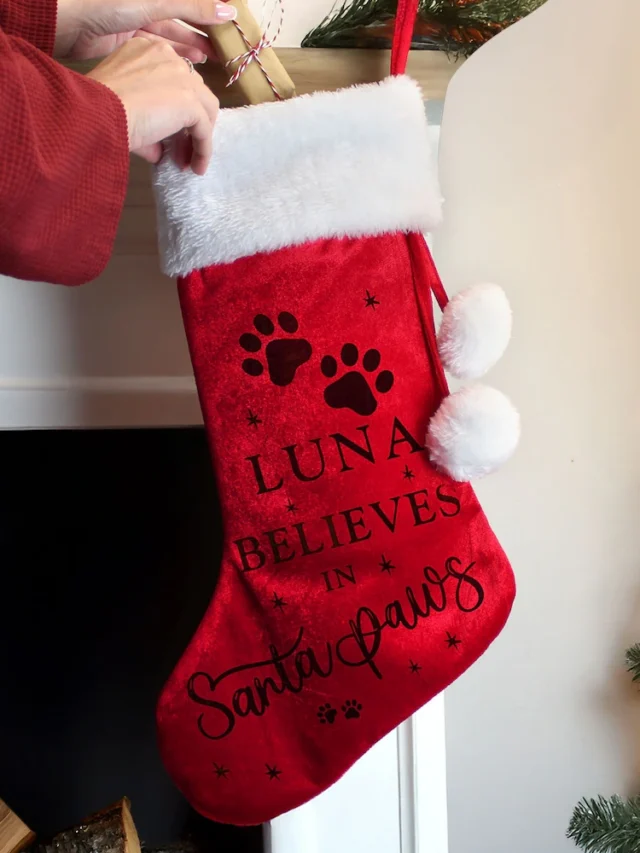 PMC Personalised Santa Paws Christmas Stocking